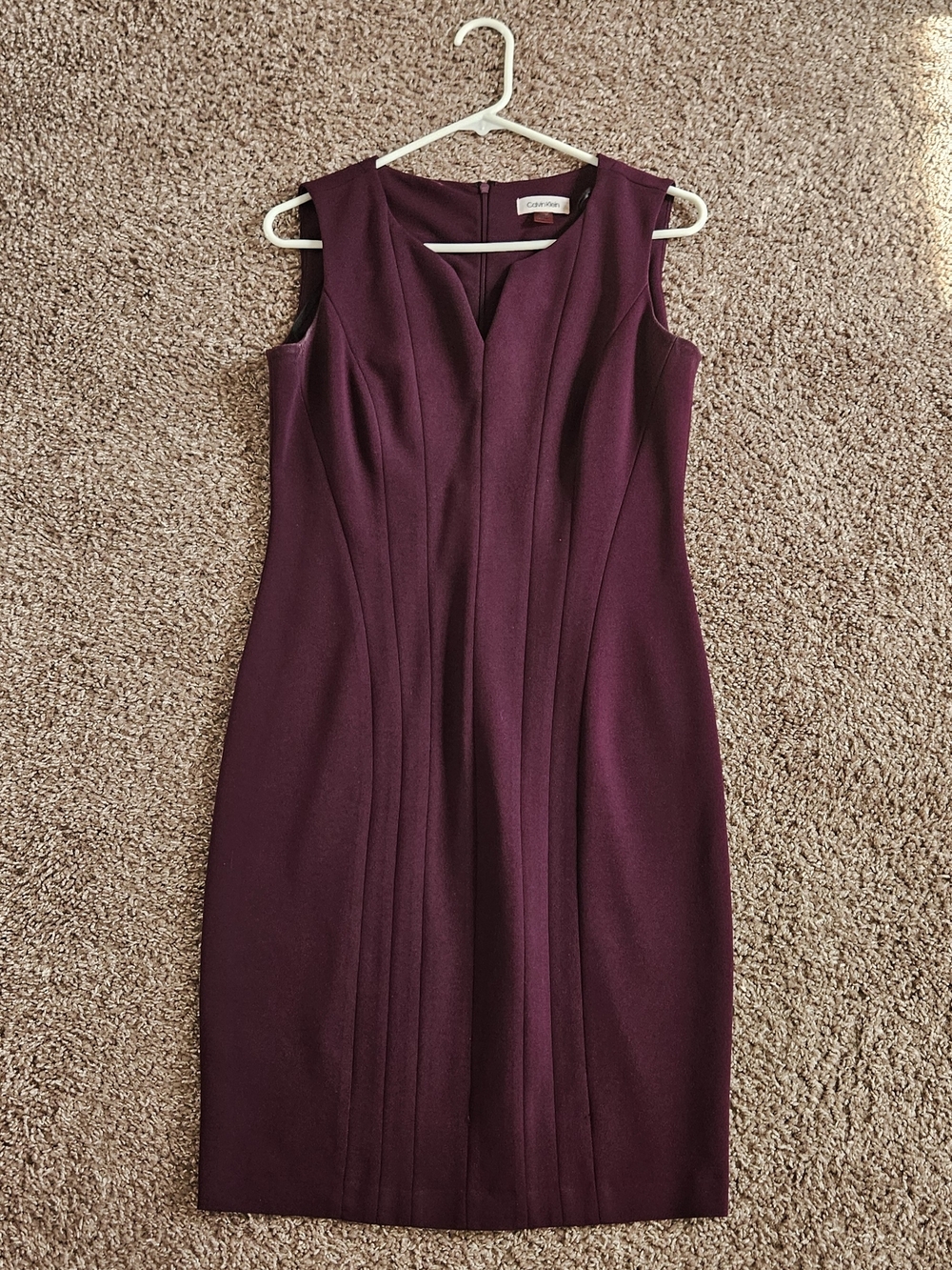 Calvin Klein Sleeveless Plum Midi Sheath Dress